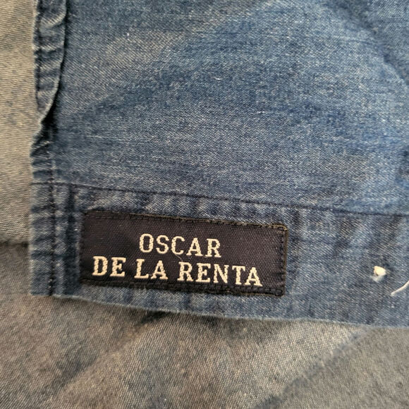 Oscar De La Renta Environment Friendly Blue Nature Button Down Vintage GUC L - Picture 5 of 5